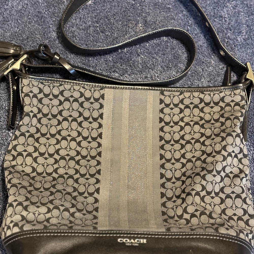 Coach Monogram Black and Gray Shoulder Bag